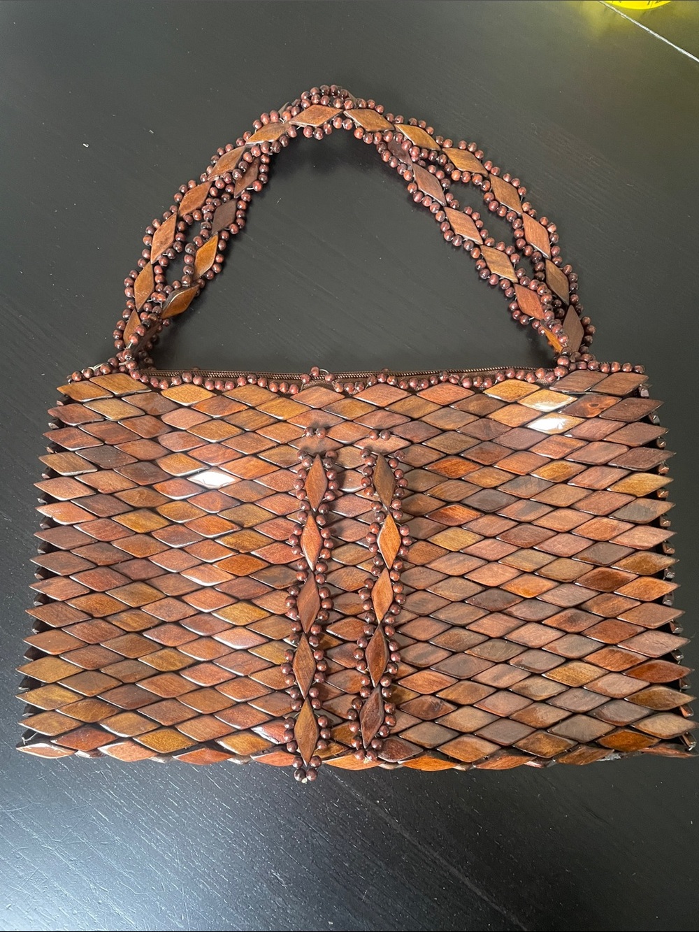 Handmade Wooden beaded purse - Picture 2 of 10